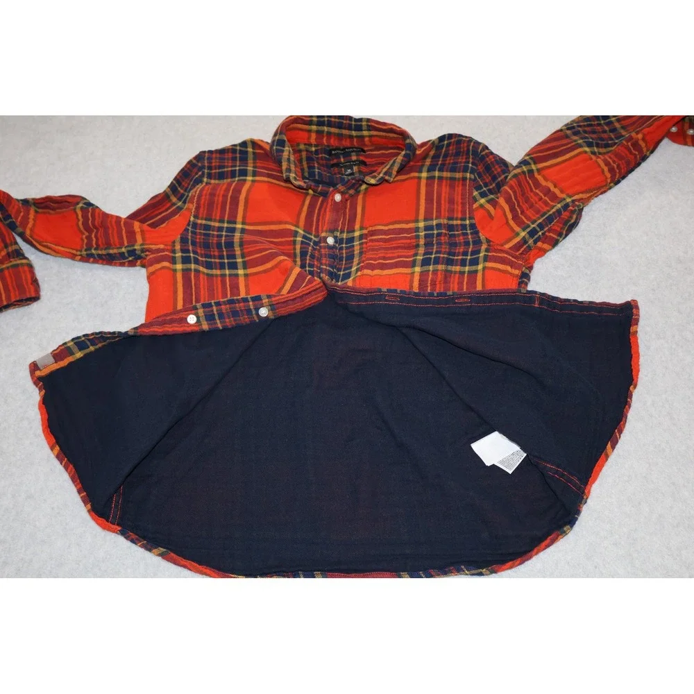 Banana Republic Lined Shirt Mens Medium Red Plaid Untucked Slim Fit Flannel